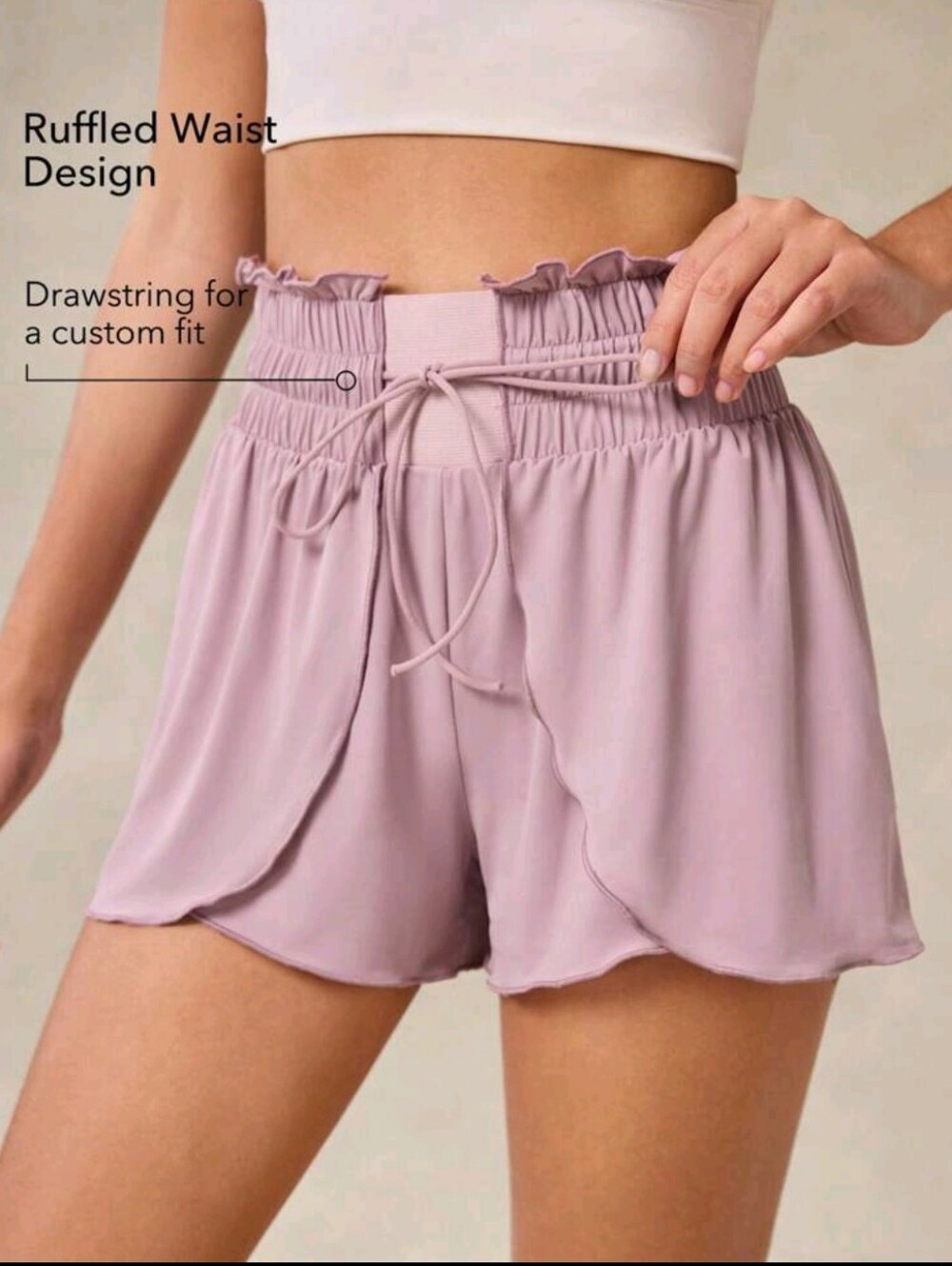 Pink Ruffle Shorts With Pockets - Picture 4 of 5